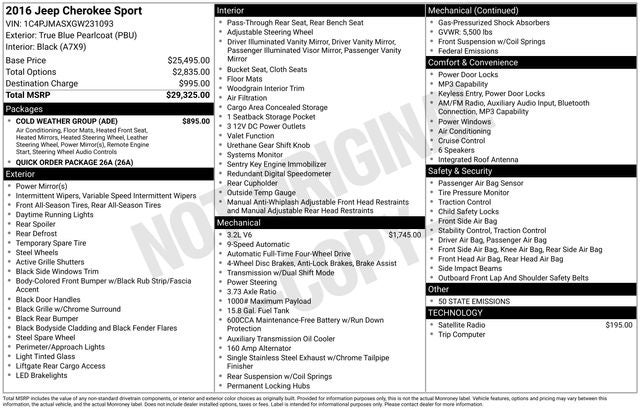 2016 Jeep Cherokee Sport