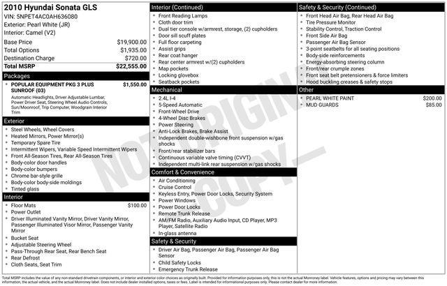 2010 Hyundai SONATA GLS
